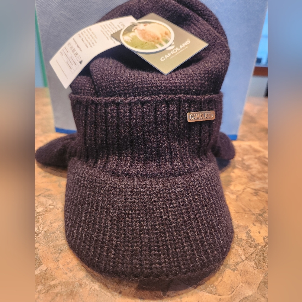 Camoland Wool Beanie Hat with visor and earflaps - NEW with tags